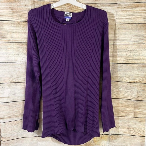 Elegant Purple Ribbed Women's Blouse - Picture 1 of 3